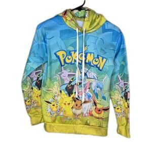 Pokemon Eevee Evolutions All Over Graphic Print Hoodie Kids Size Medium